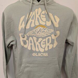 Wake N Bakery Glacier Green Mountain Sunrise Hoodie Size XS